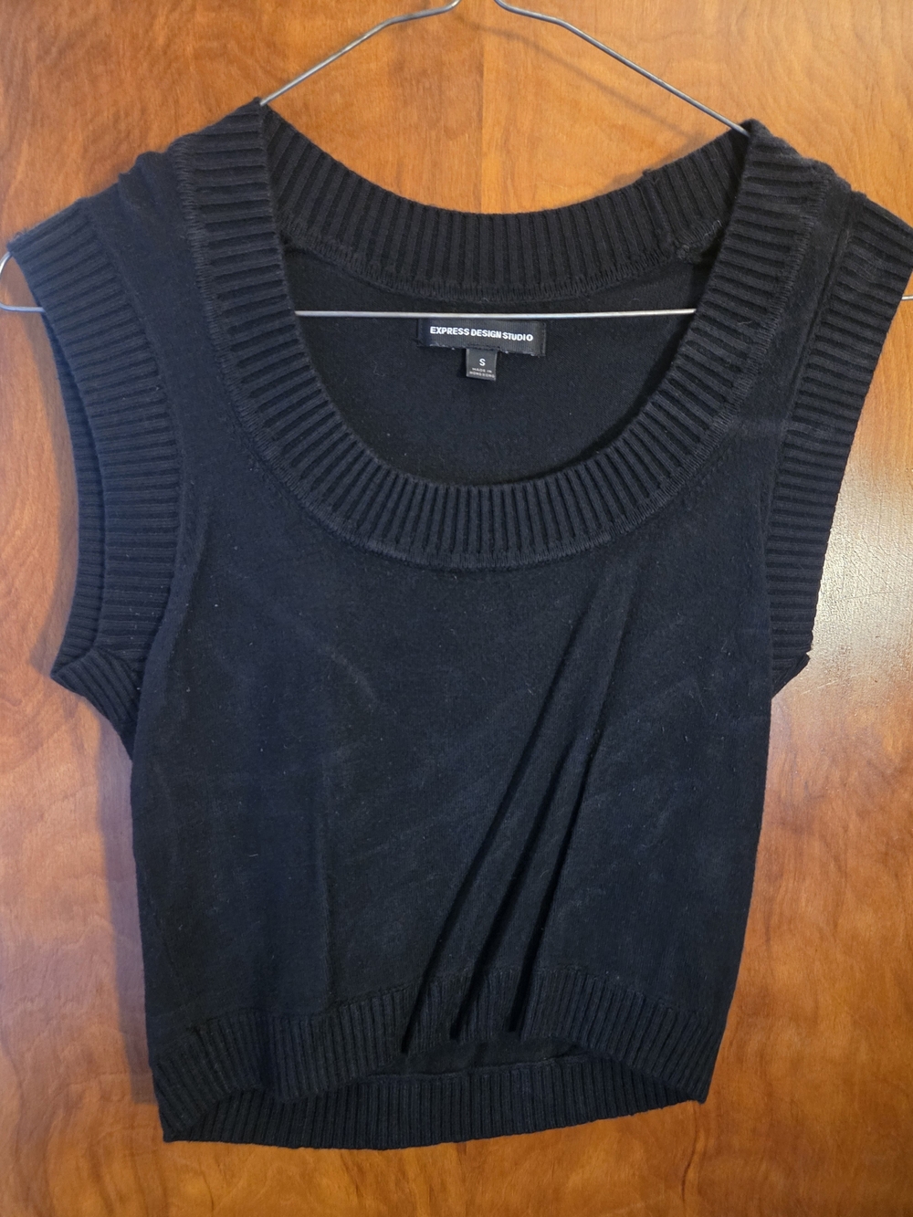 Express Design Studio Vintage Black Ribbed Knit Sweater Vest